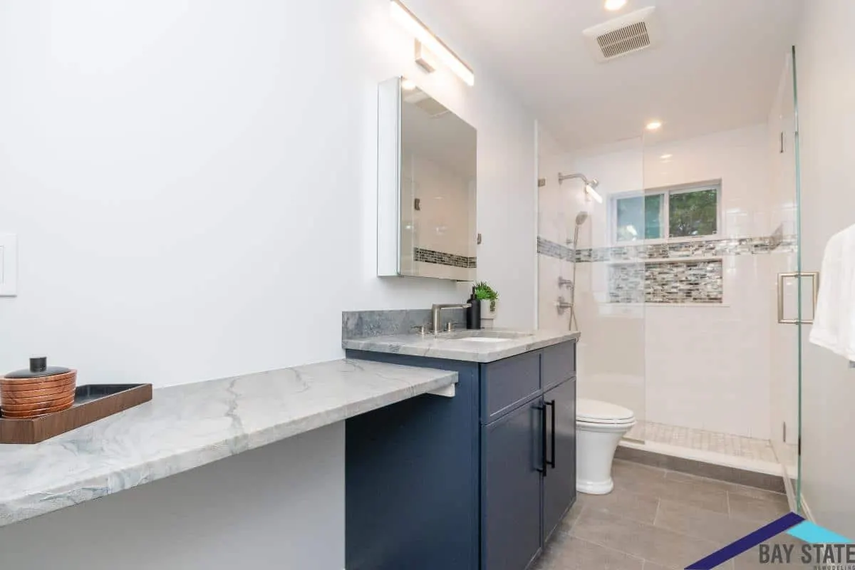 A completed Bay State bathroom remodel in Greater Boston