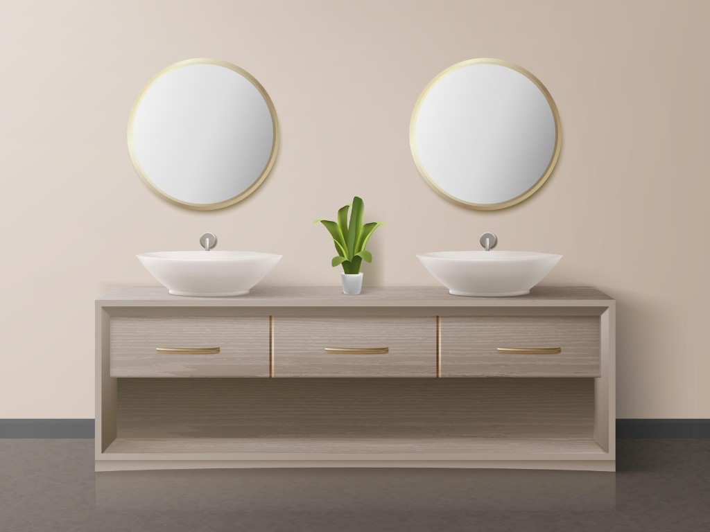 bathroom with golden details