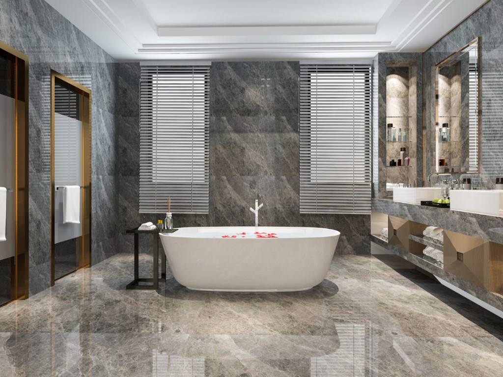 classic modern bathroom with luxury tile decor