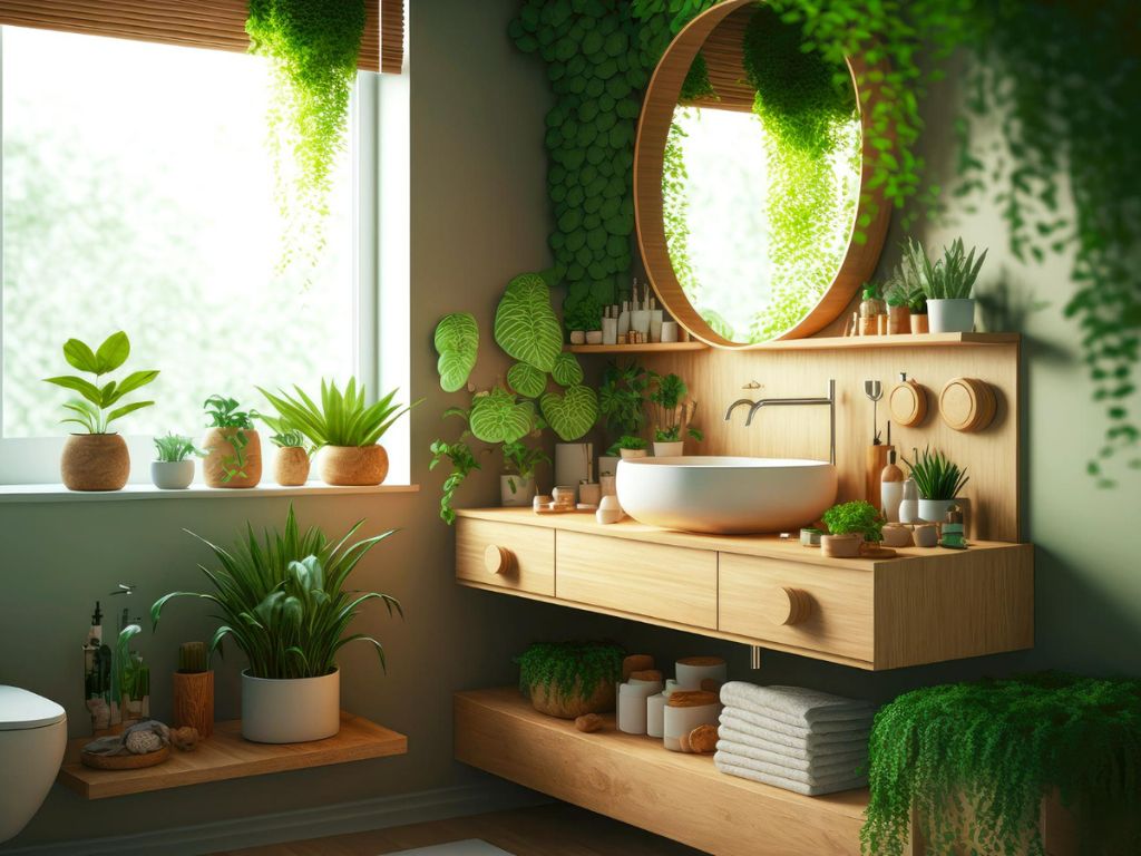 eco friendly bathroom with sink made light wood
