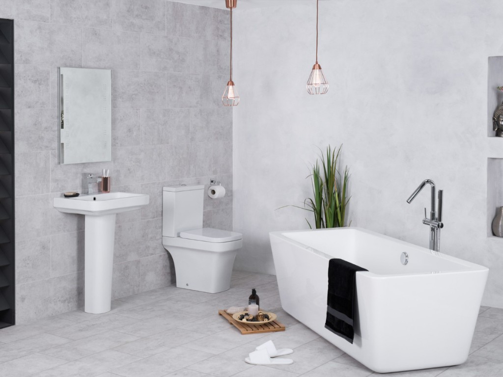 modern bathroom with toilet bathtub