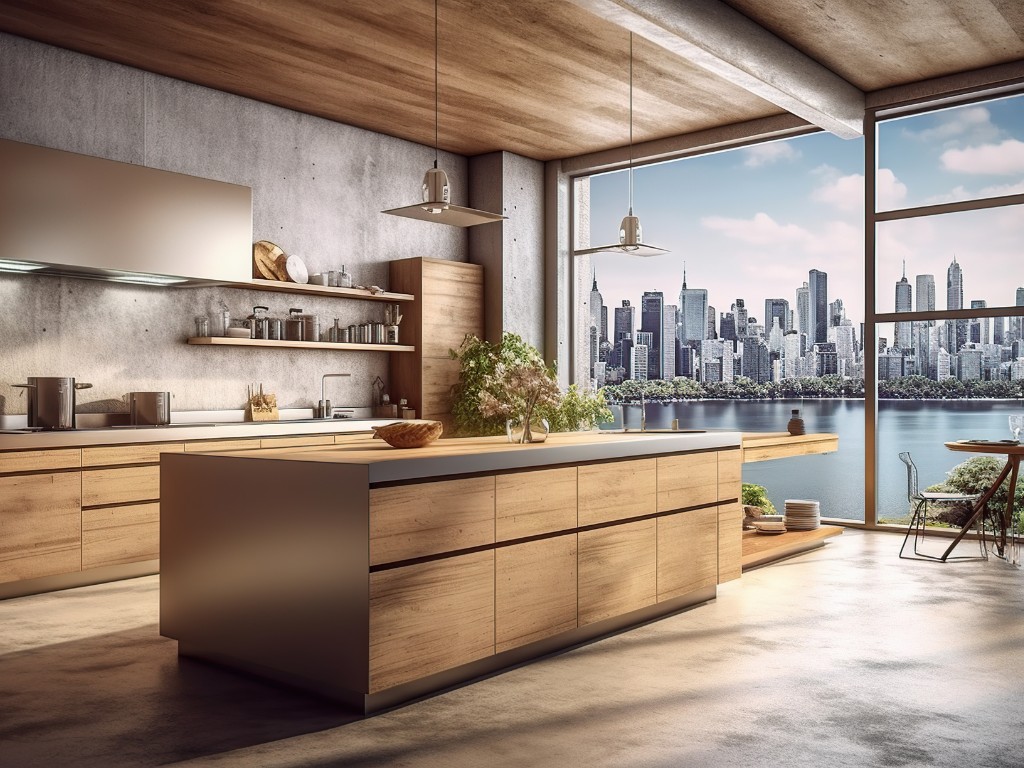 modern wood kitchen concrete