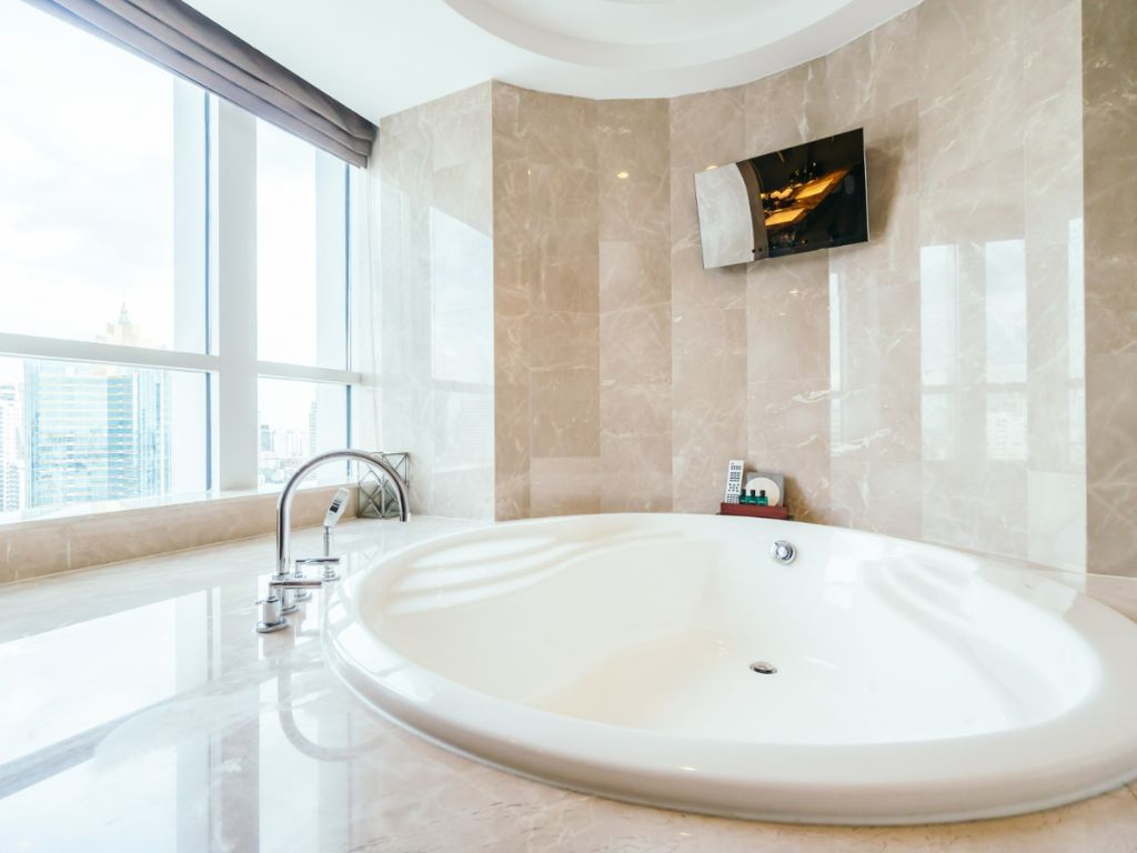 spacious bathtub window