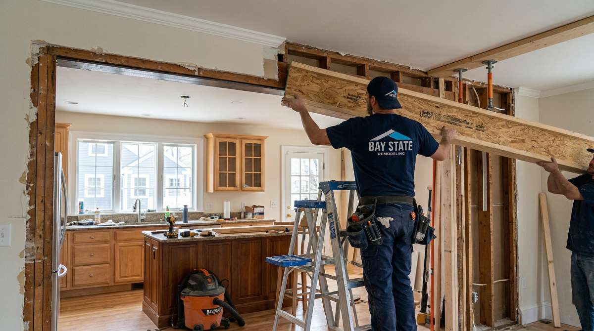 open concept kitchen remodeling pros and cons structural work Boston MA - Bay State Remodeling